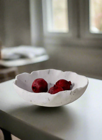 Serene Spaces Living White Marble Bowl, Ideal as Decorative Centerpiece at Weddings and Events, 2 Sizes Available
