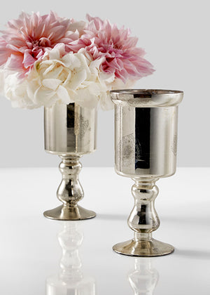 Serene Spaces Living Silver Mercury Glass Cup Vases, Set of 2