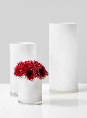 Modern White Glass Vase (5in D x 6in H )