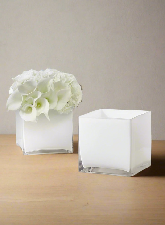 Glossy White Glass Cube