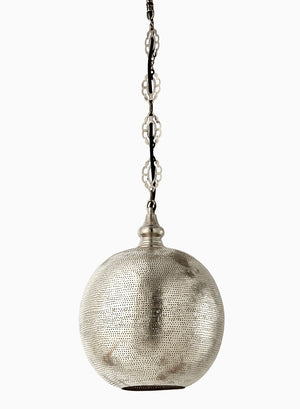 Serene Spaces Living Decorative Hanging Moroccan Globe Lamp, Ideal for Dining Table or Kitchen Island, 2 Sizes Available