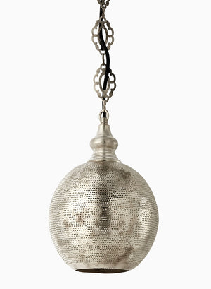 Serene Spaces Living Decorative Hanging Moroccan Globe Lamp, Ideal for Dining Table or Kitchen Island, 2 Sizes Available