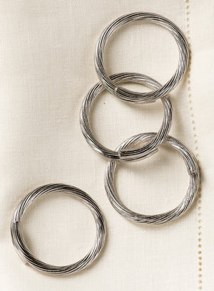 Silver Curved Napkin Rings, Set of 4