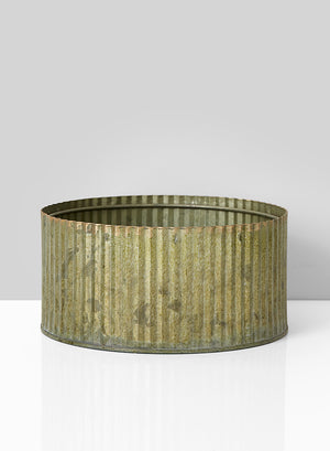 Serene Spaces Living Pleated Round Patina Metal Bowl, Ideal as a Floral Accent, Measures 3.75” Tall and 7.5” Diameter