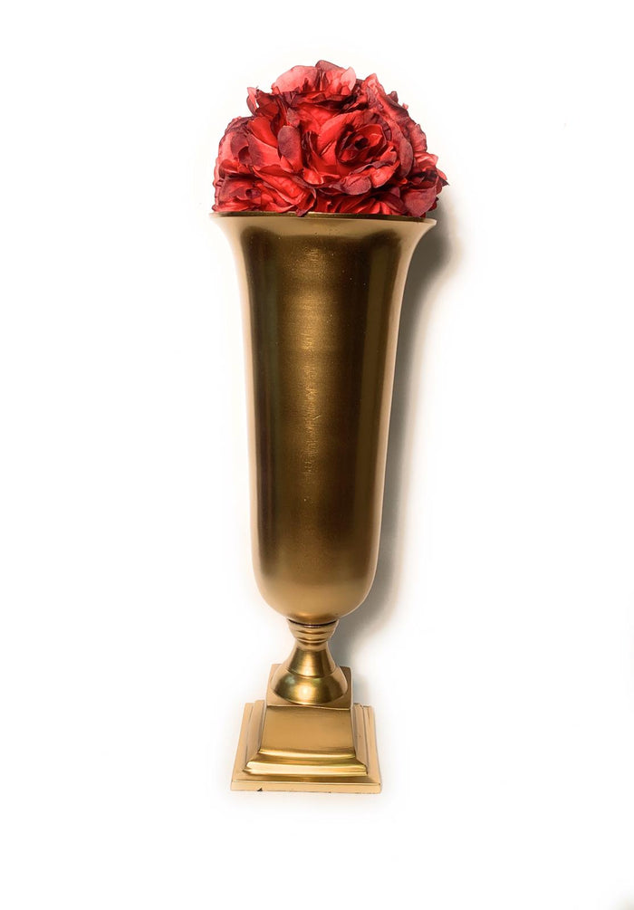 Serene Spaces Living Large Gold Urn Vase & Red Roses Orb, Valentine's Special