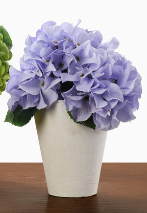 Serene Spaces Living Faux Purple Hydrangeas in a Vase, Floral Arrangement, Measures 7” Wide and 8.5” Tall
