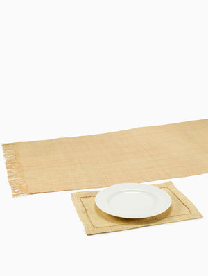 Serene Spaces Living Natural Raffia Runner, Measures 5' Long and 2' Wide, Dining Table Mat