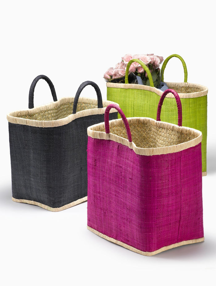 Large Raffia Farmer's Tote Bag, 14" Long, 10" Wide & 12" Tall, Available in Multiple Colors
