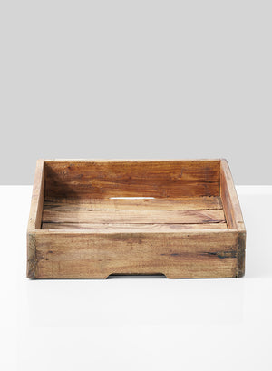 Serene Spaces Living Multipurpose Rustic Square Slatted Wooden Tray, 2 Size Options