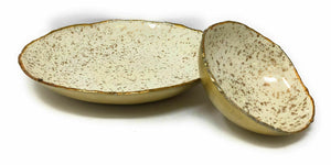 Serene Spaces Living Gold and Ivory Enamel Bowl, Elegant Accent Piece, 2 Sizes Available