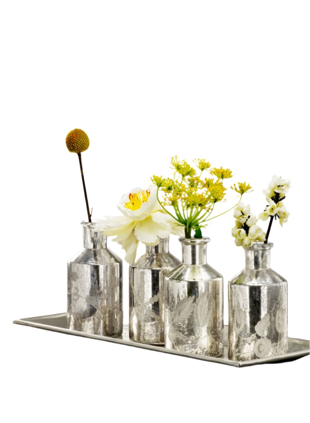 Star Cut Luster & Etched Clear Bud Vases