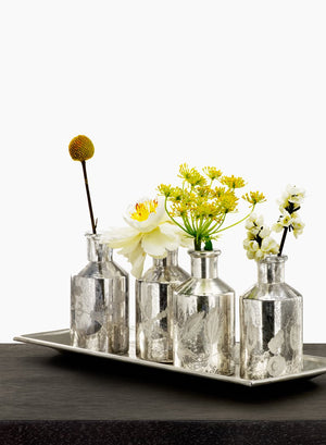 Star Cut Luster & Etched Clear Bud Vases