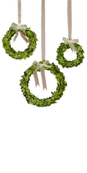 Preserved Boxwood Wreaths & Garland, In Various Sizes