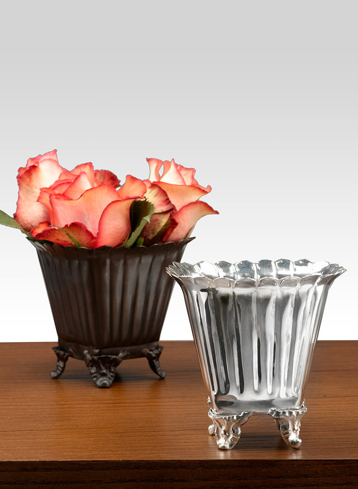 Silver and Bronze Petite Planter Urns