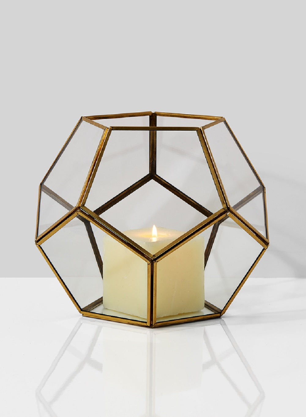 Gold Glass Honeycomb Lantern, in 3 Sizes