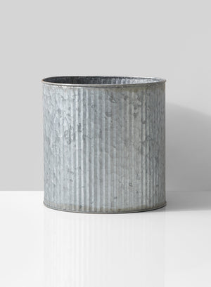 Serene Spaces Living Pleated Cylindrical Zinc Vase, Decorative Rustic Centerpiece, 3 Size Options