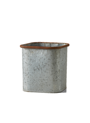 Serene Spaces Living Square Zinc Pot with Rust Rim, Use for Large Floral Arrangements, 3 Size Options