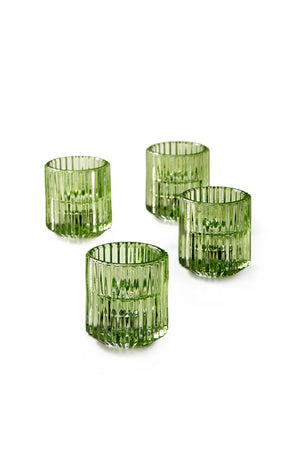 Ribbed Glass Votive Holders, 2" Diameter & 2.25" Tall, in 2 Colors