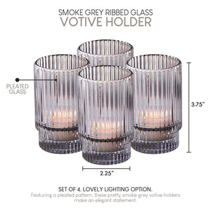 Ribbed Glass Votive Holder, In 2 Colors & Sizes