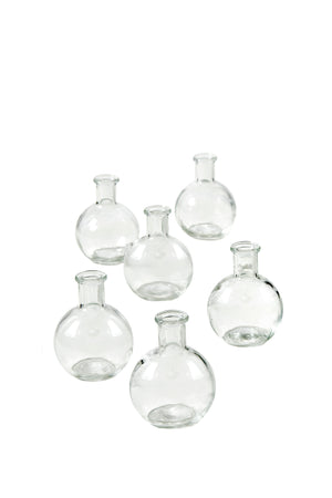 Bud Vases In Bulk Serene Spaces Living 4" Clear Ball, Vintage Style Vases, Set of 36