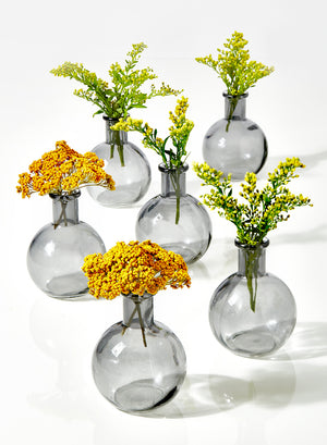 Serene Spaces Living 4" Smoke Grey Ball Bud Vase, Vintage Style Vases, Set of 36
