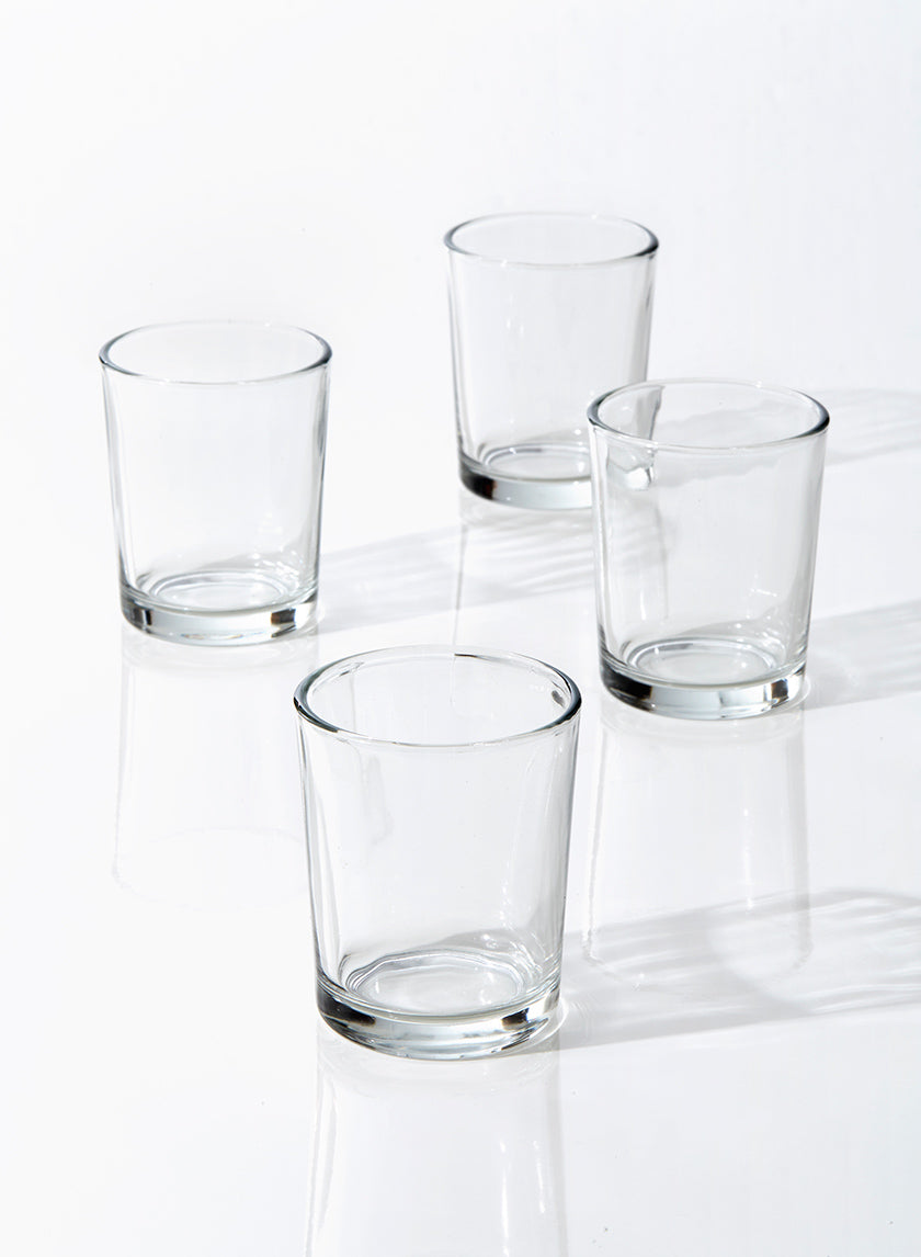 Set of 6 Clear Glass Votive Cups