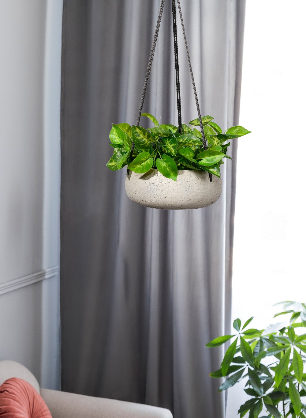 Round Cement Hanging Planter, in 3 Sizes