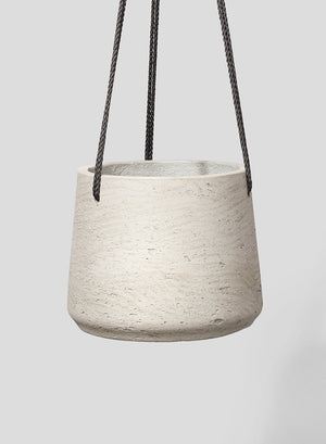 Serene Spaces Living Dark Grey Round Cement Hanging Planter, 3 Size Options