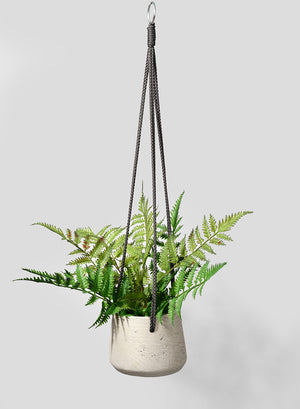 Serene Spaces Living Dark Grey Round Cement Hanging Planter, 3 Size Options