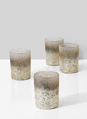 Serene Spaces Living Pale Gold Glitter Votive Candle Holders, Ideal for Weddings Parties Events Spa Fall Table Decorations, Set of 4 or 24, 4" Tall and 3" Diameter