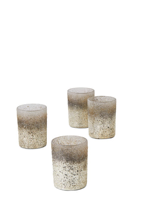 Serene Spaces Living Pale Gold Glitter Votive Candle Holders, Ideal for Weddings Parties Events Spa Fall Table Decorations, Set of 4 or 24, 4" Tall and 3" Diameter
