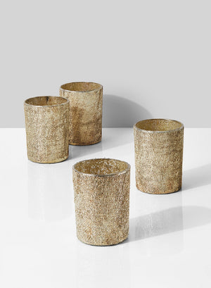 Serene Spaces Living Textured Pale Old Gold Glitter Votive Candle Holders, Ideal for Weddings Parties Fall Table Decorations, 2 Sizes Available