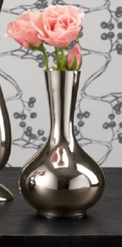 Serene Spaces Living Nickel Bud Vase, Modern Vase for Flowers, Available 3 sizes