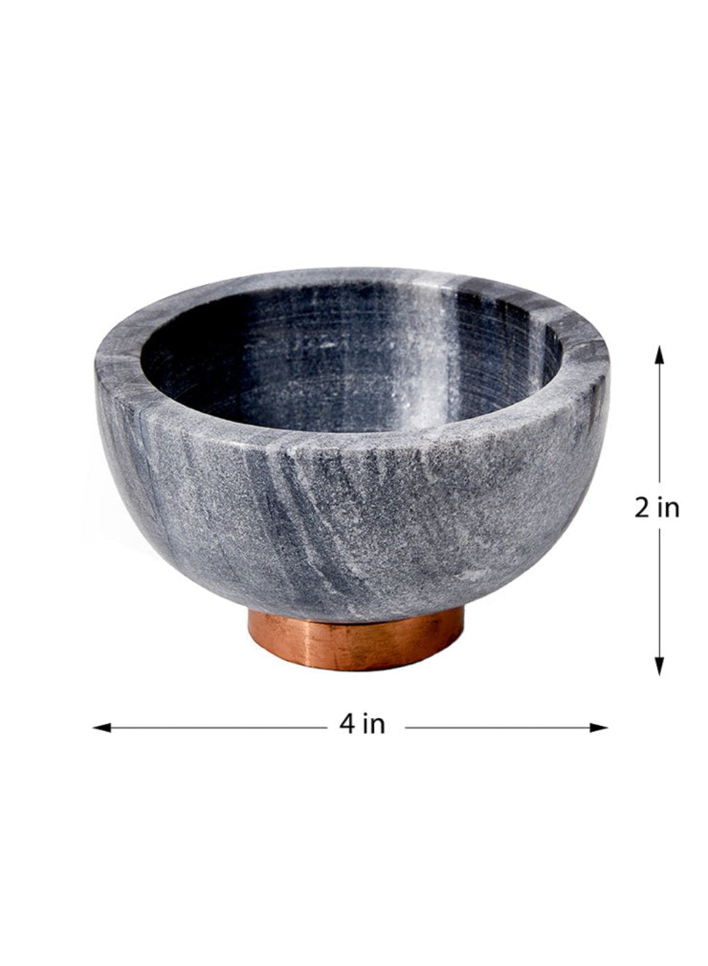 Serene Spaces Living Black Marble Bowl with Copper Ring, 2.25" Tall and 4" Diameter