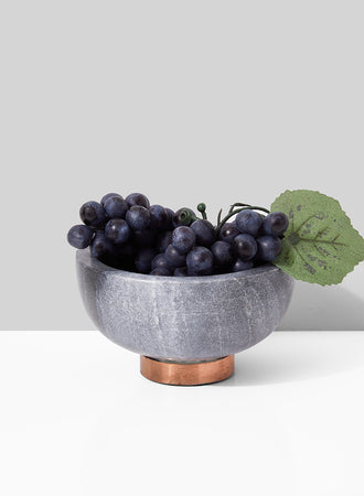 Serene Spaces Living Black Marble Bowl with Copper Ring, 2.25" Tall and 4" Diameter