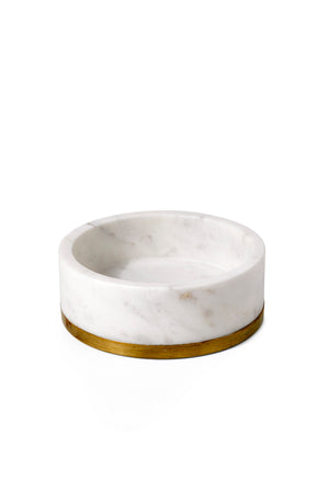 White Marble Bowl with Brass Ring, in 2 Sizes