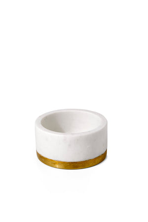White Marble Bowl with Brass Ring, in 2 Sizes