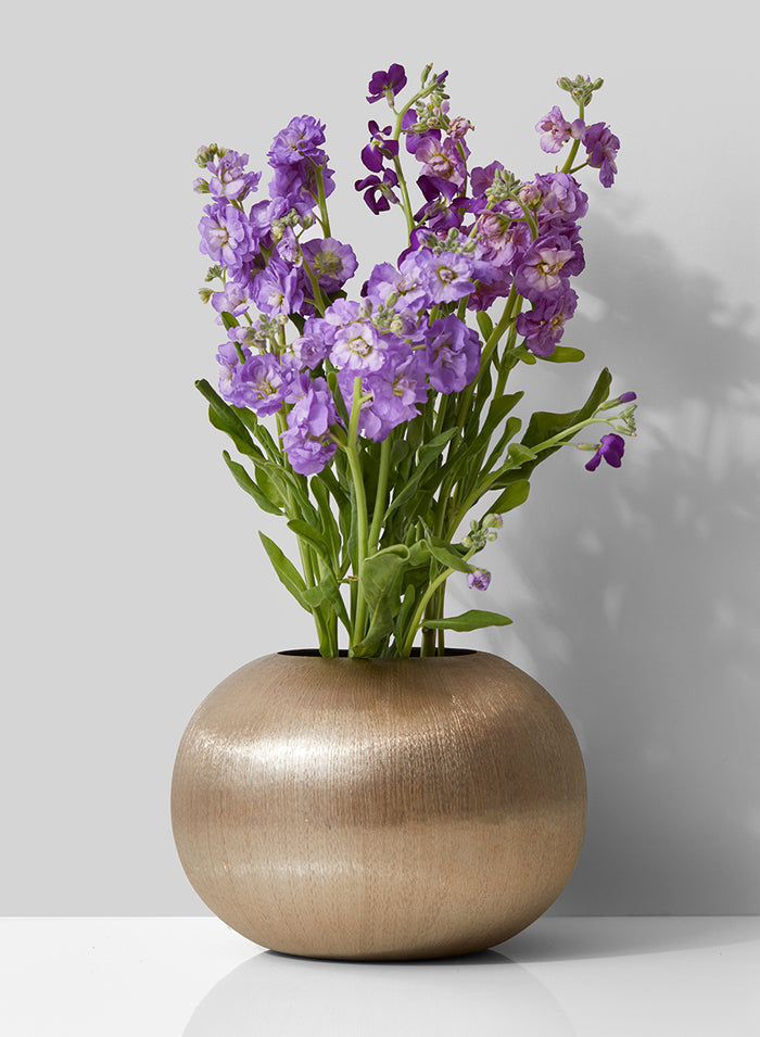 Serene Spaces Living Gold Fishbowl Flower Vase, Measures 6.5" Tall & 8.25" Dia