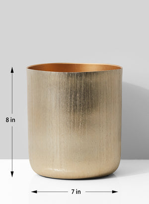 Serene Spaces Living Gold Cylinder Flower Vase, Measures 8" Tall & 7" Diameter