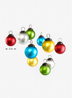 2" Matte Multicolor Glass Ball Ornament, Set of 12
