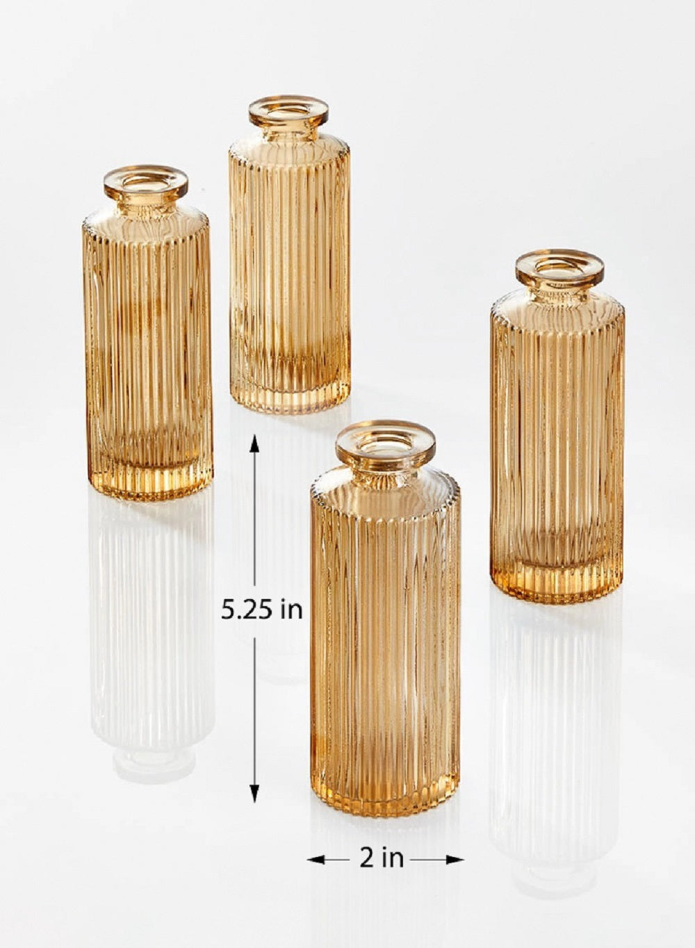 Pleated Bud Vases, Set of 4, in 3 Options