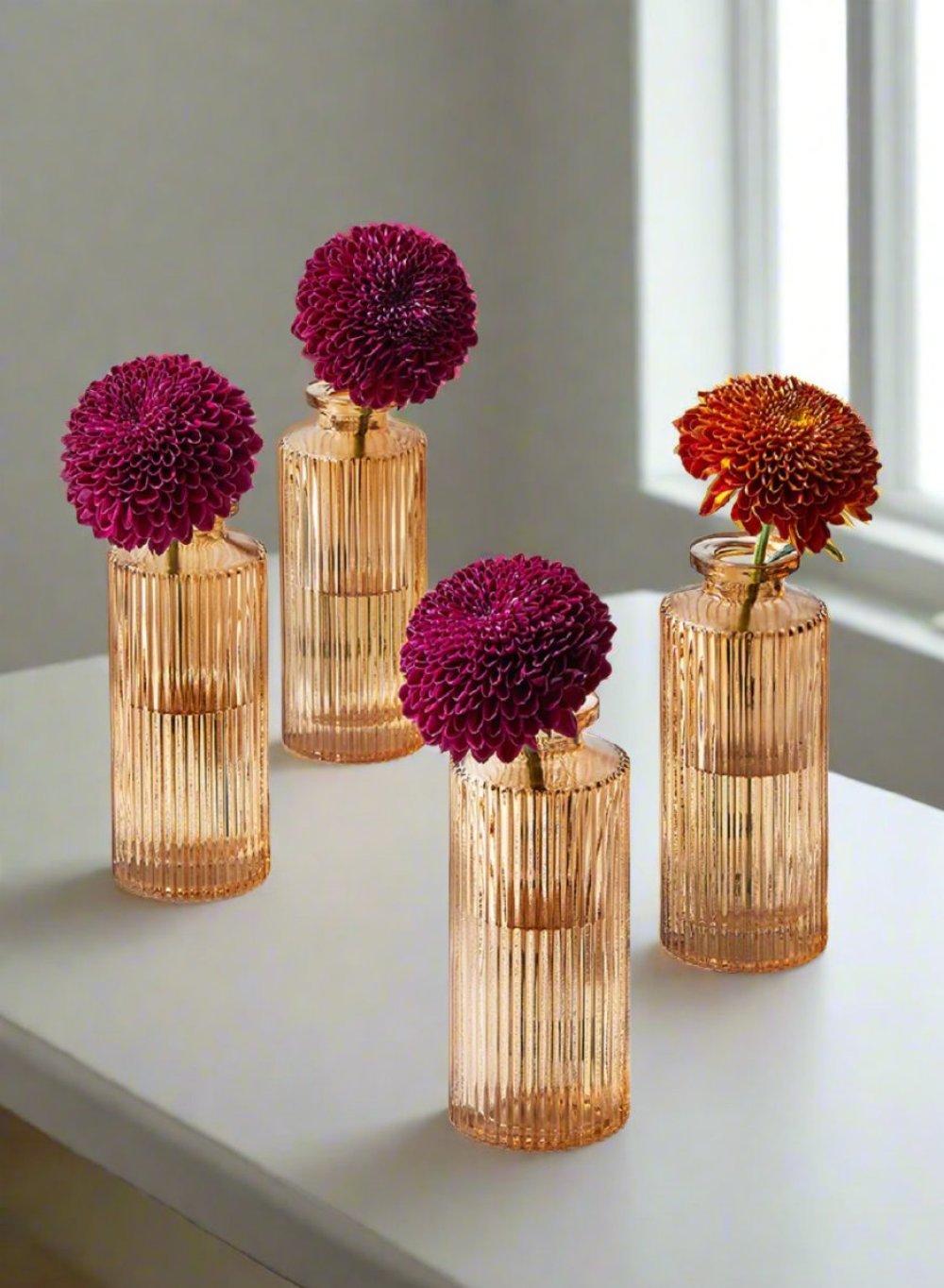 Pleated Bud Vases, Set of 4, in 3 Options