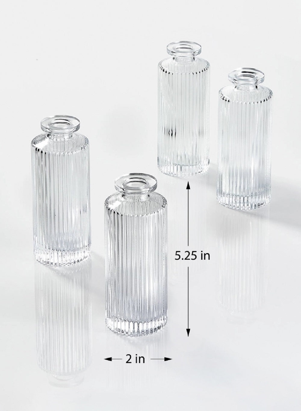 Pleated Bud Vases, Set of 4, in 3 Options