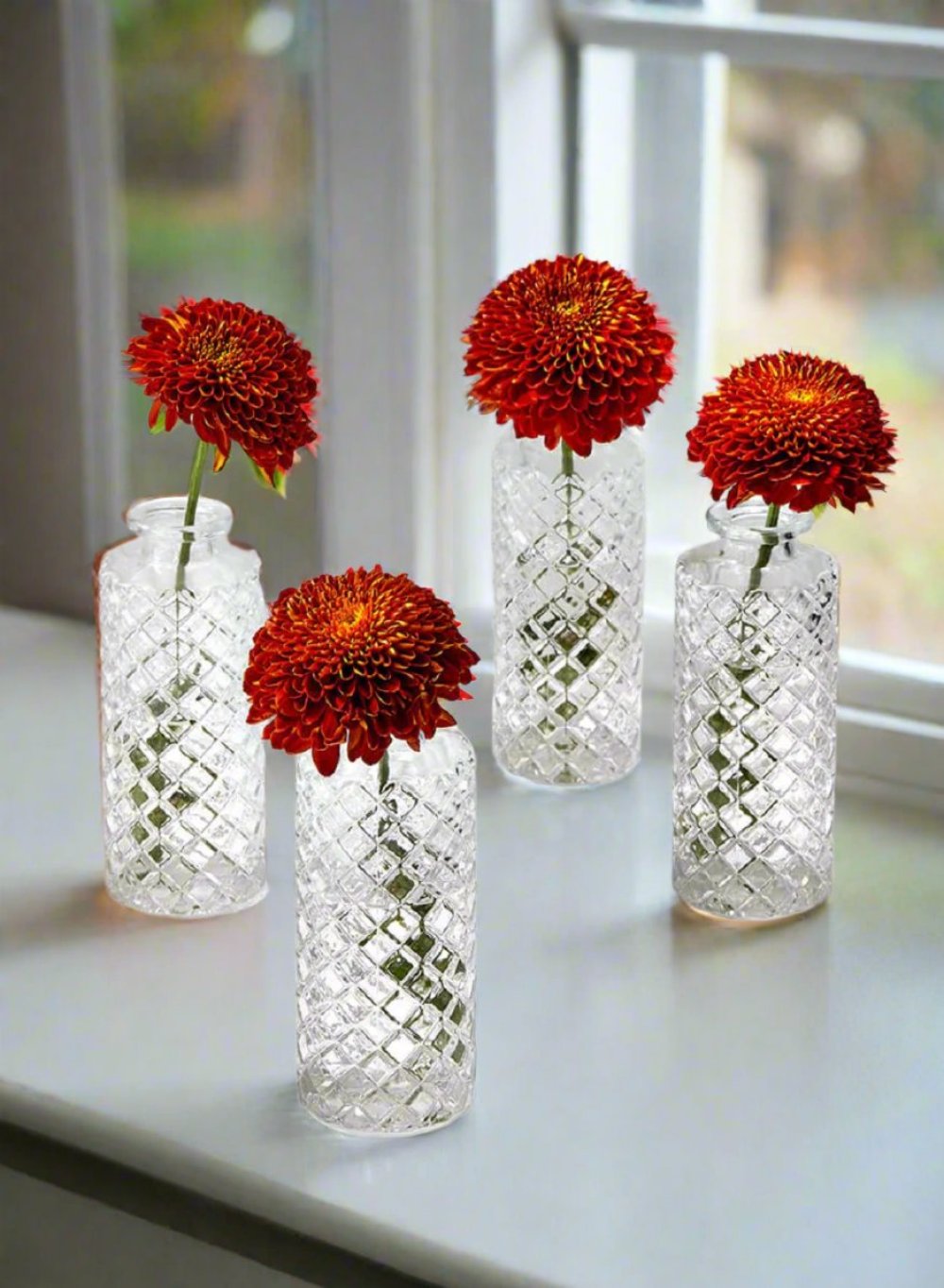 Pleated Bud Vases, Set of 4, in 3 Options