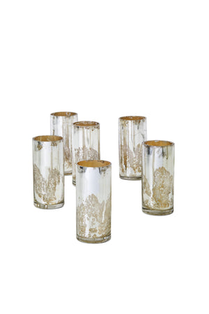 Serene Spaces Living Antique Silver Mercury Glass Cylinders, Handmade Mercury Glass Finish, 4 Size Options