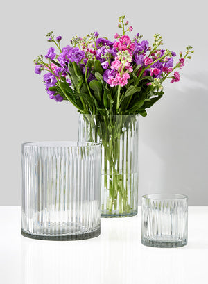 Stripe Etched Glass Vase