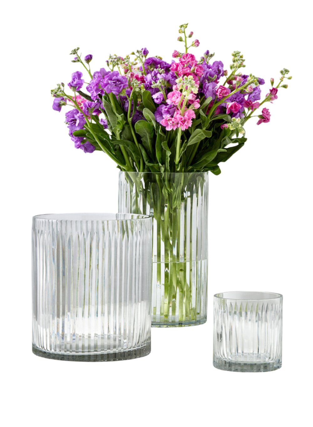 Stripe Etched Glass Vase