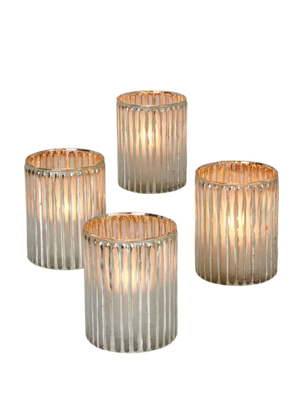 Serene Spaces Living Corrugated Glass Silver Votive Candle Holder, 2 Size Options