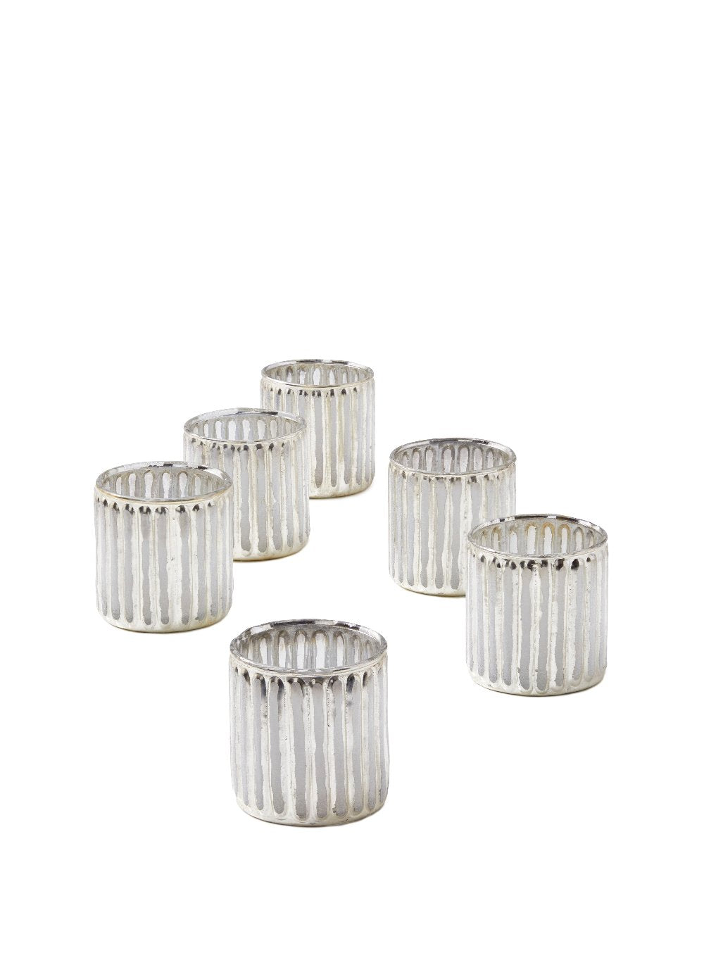 Serene Spaces Living Corrugated Glass Silver Votive Candle Holder, 2 Size Options