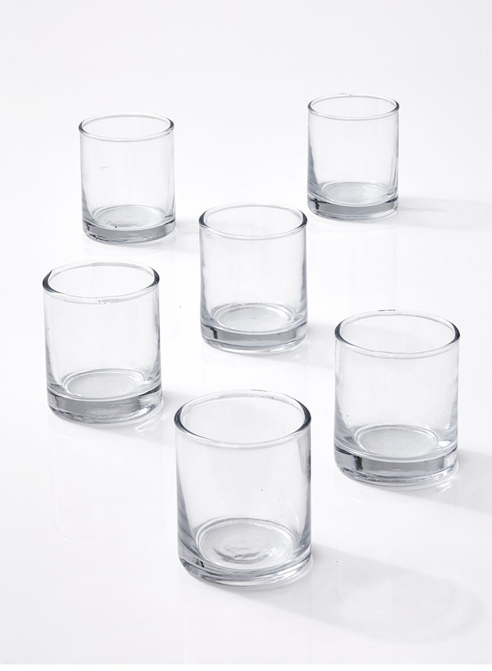 Serene Spaces Living Clear Glass Votive Candle Holders, 3" Tall and 2.5" Diameter